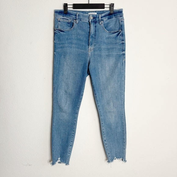 Good American good waist crop chew hem blue jeans size 14 - Picture 2 of 6